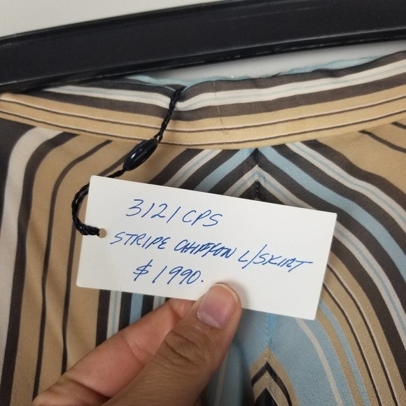 Carolina Herrera stripe chiffon long skirt - Picture 6 of 10